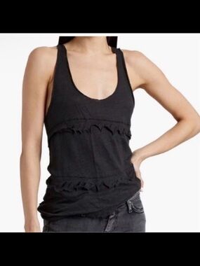 IRO Black Scoop Neck Ruffle Tank